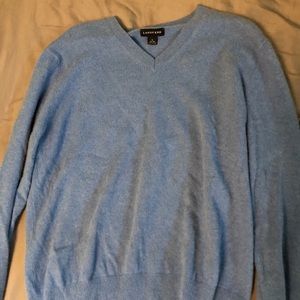 Lands’ End Men’s Blue Cashmere V-Neck Sweater L